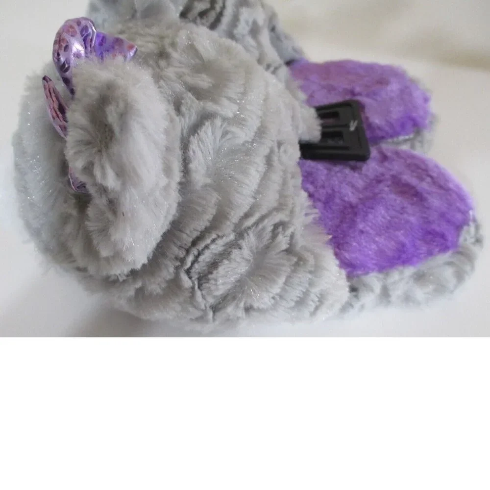 Girls DAN DEE Gray & Purple Plush Kitten Cat Scuff Sippers 11/12  2/3  4/5 NWT